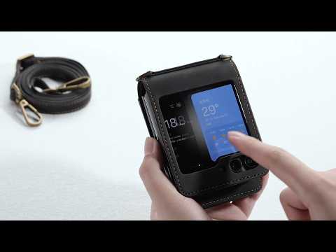 DG.MING M2 Series for Samsung Galaxy Z Flip4 5G Magnetic Leather+PC Phone Case Kickstand Wallet Cover with Shoulder Strap - Black