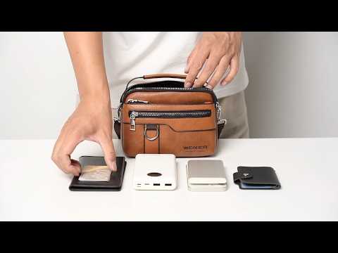 WEIXIER D891 Men Small Crossbody Bag Waist Pack Waterproof PU Leather Single Shoulder Bag - Light Brown