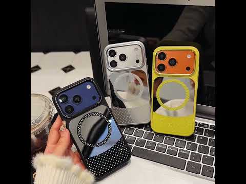 For iPhone 17 Pro Magnetic Case Mirror Surface TPU + PC Shockproof Phone Cover Compatible with MagSafe - Orange