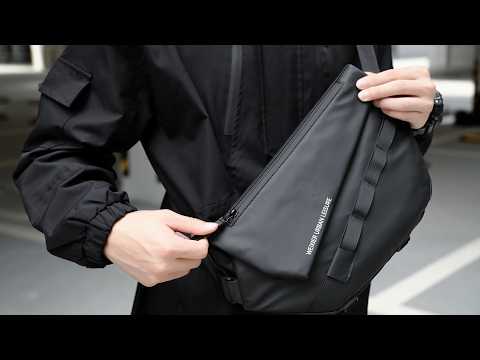 WEIXIER D897 Stylish Men Chest Bag PU Leather Waterproof Crossbody Bag for Daily Travel - Black
