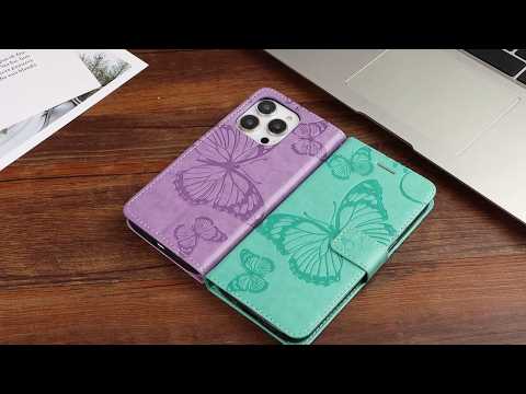 For Samsung Galaxy A37 5G Wallet Case Floral Butterfly Imprinted Leather Phone Cover Stand -  Green