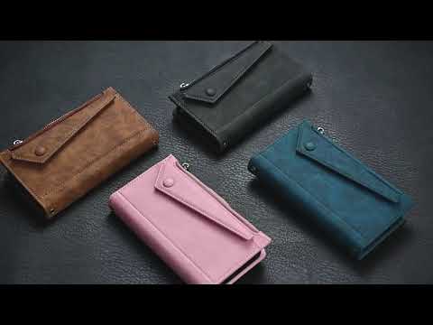 ESEBLE Star Series Leather Phone Case for Samsung Galaxy S23 FE Zipper Pocket RFID Blocking Wallet Stand Cover - Brown