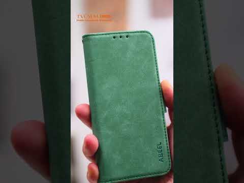 ABEEL For iPhone 15 Plus Leather Case Side Magnetic Clasp RFID Blocking Wallet Phone Cover - Green