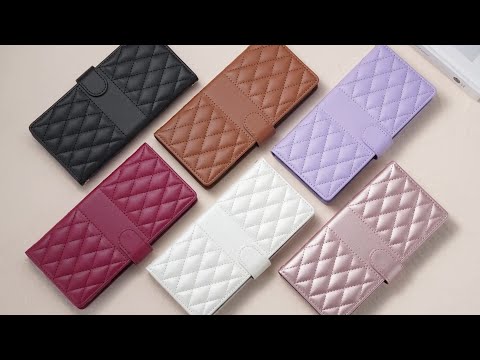 For Samsung Galaxy S25 Edge Case Rhombus Stitching Wallet Stand Leather Phone Cover with Long  /  Short Strap - Purple