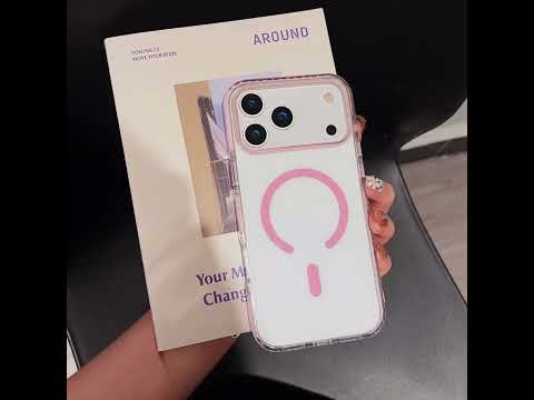 For iPhone 15 Pro Magnetic Case TPU PC Clear Phone Cover with Metal Buttons - White