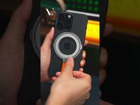 Magnetic Phone Grip Dual Ring Holder Phone Kickstand Foldable Stand with Strap - Silver+Orange