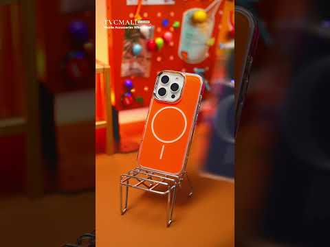 For iPhone 15 Pro Case Compatible with MagSafe Electroplated Acrylic TPU Phone Back Cover - Orange