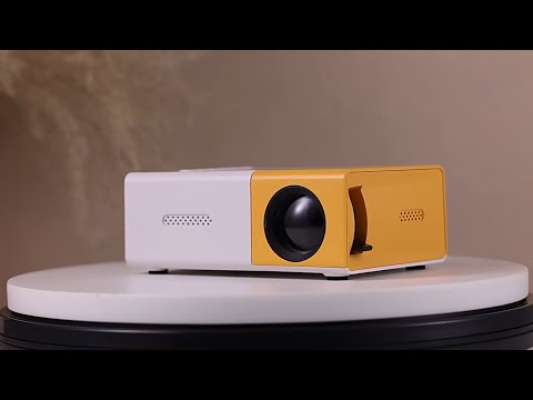 YG300S Mini Portable Projector Wired Phone Mirroring LED Video Projector 24-60 Inch Display for Bedroom Kids Entertainment - Yellow White / US Plug