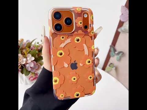 For iPhone 16 Pro Case Compatible with MagSafe Floral Pattern TPU PC Phone Back Cover - Pink