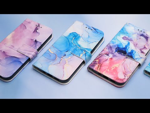 Wallet Case for Samsung Galaxy A18 5G / A18 4G / A17 5G / A17 4G / A26 5G / A16 5G / A16 4G Marble Pattern PU Leather Stand Phone Cover with Wrist Strap - Blue  /  Green